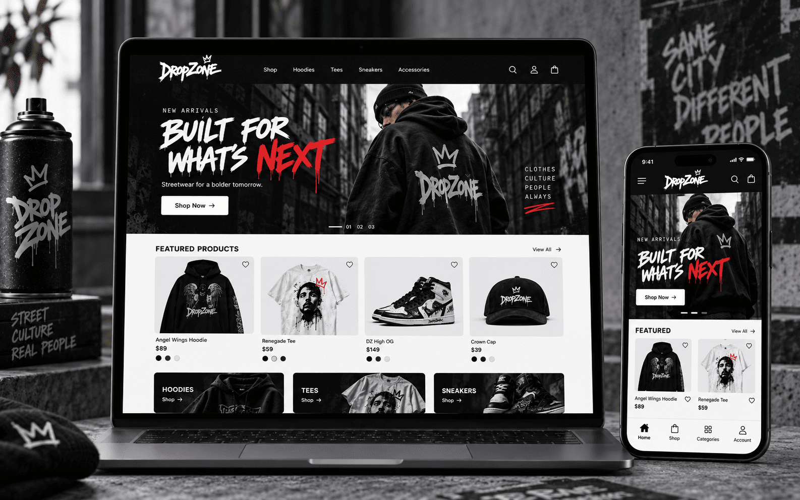 Prévia do projeto DropZone Streetwear