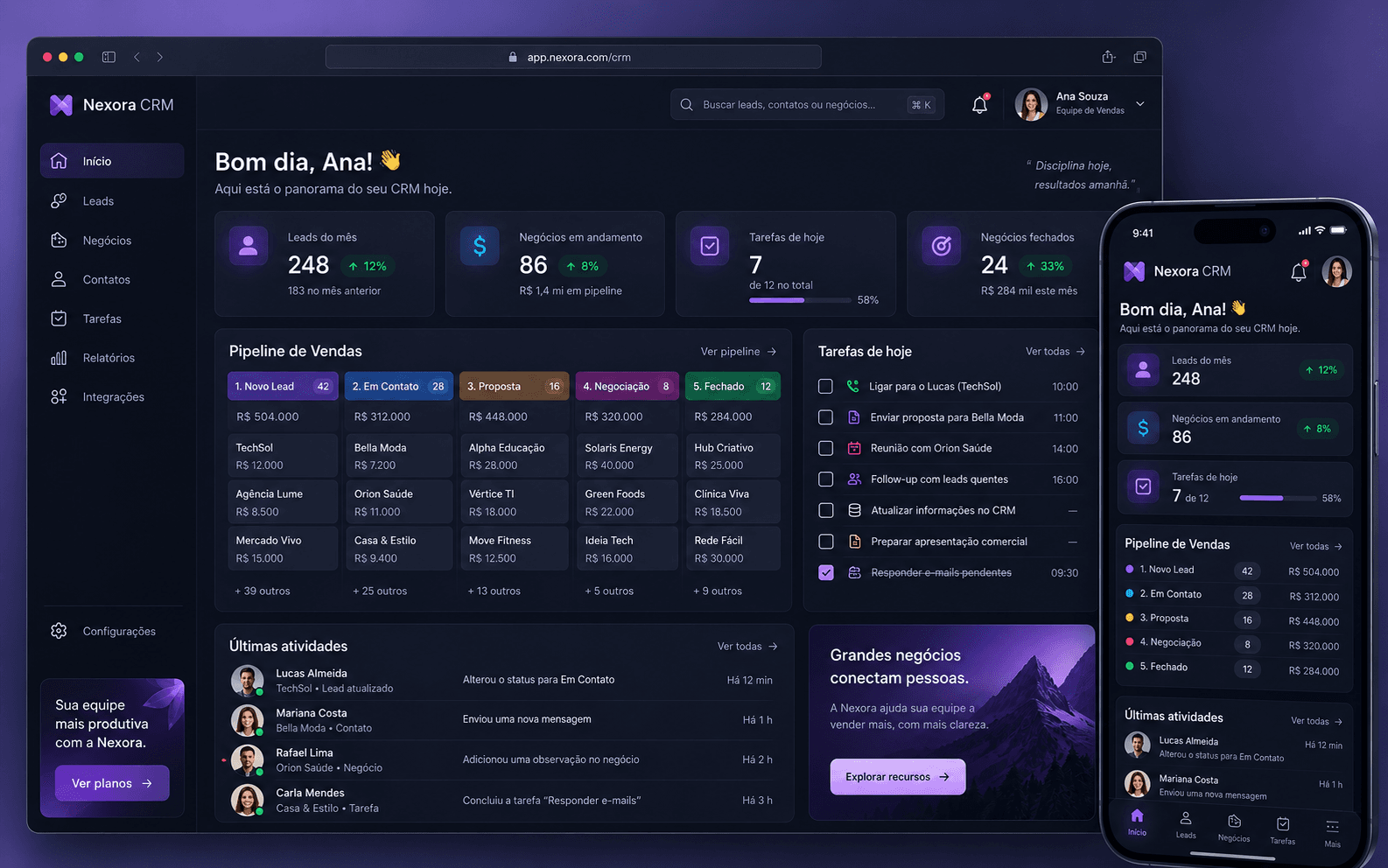 Prévia do projeto Nexora CRM